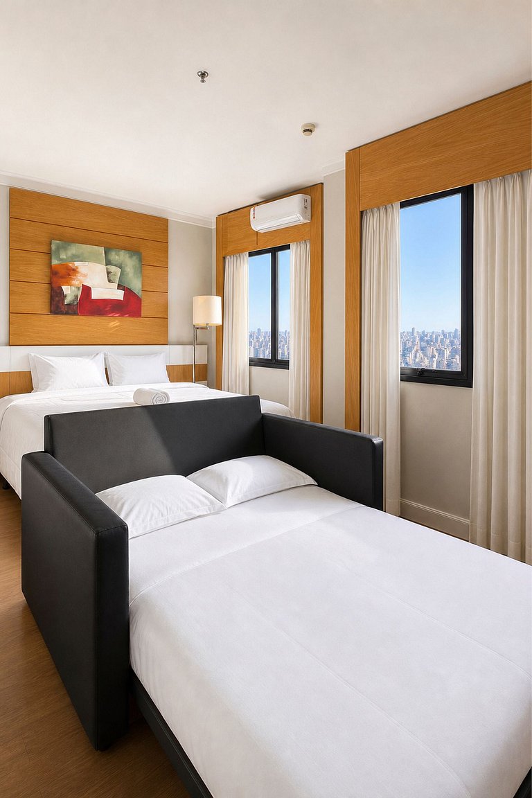 Flat Moderno em Congonhas com sofá-cama 1113